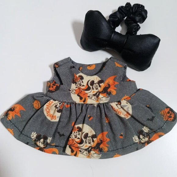 Halloween Mickey Minnie Dress with Faux Leather Bow Labubu Outfit - Picture 4 of 4